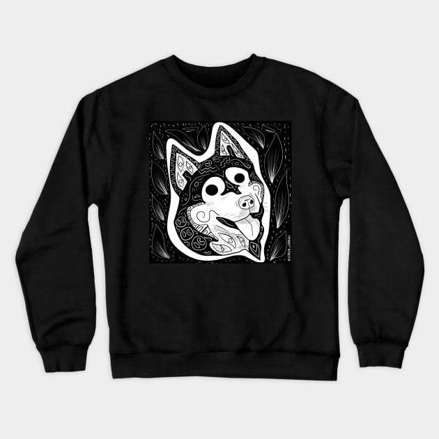 Aztec Husky ecopop dog Crewneck Sweatshirt by jorge_lebeau